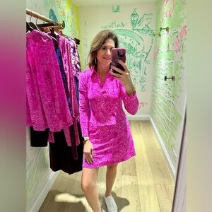 Lilly Pulitzer, Brickell Dress UPF 50+, Cerise Pink Pinkie Promises, size M, NWT